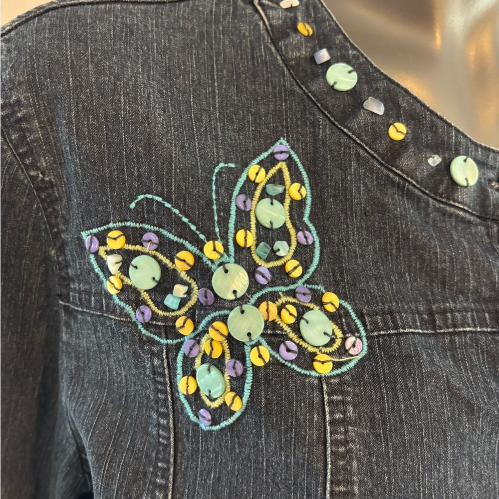 Alfred Dunner Dark Denim Butterly Jacket